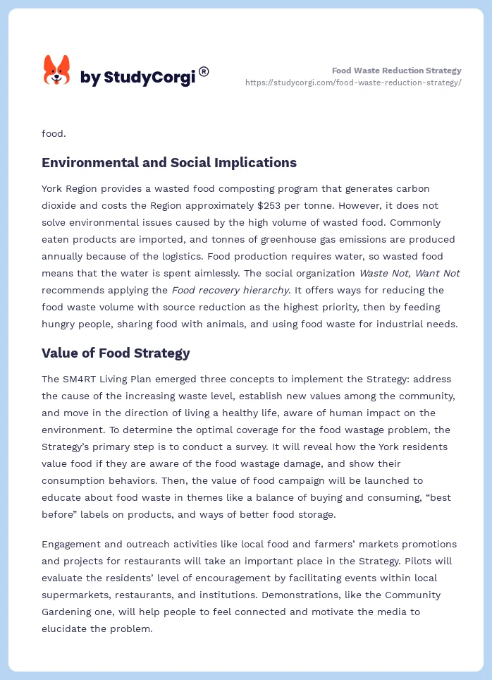 Food Waste Reduction Strategy. Page 2
