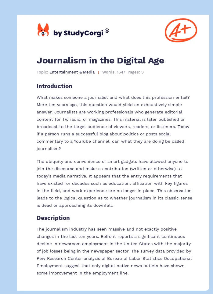 Journalism in the Digital Age. Page 1