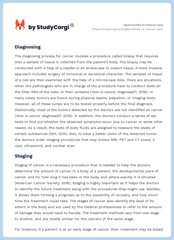Approaches to Cancer Care. Page 2