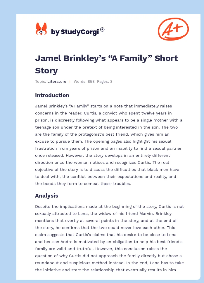 Jamel Brinkley’s “A Family” Short Story. Page 1
