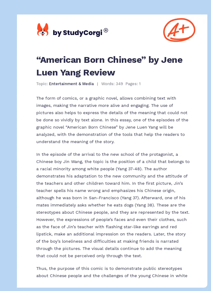 “American Born Chinese” by Jene Luen Yang Review. Page 1