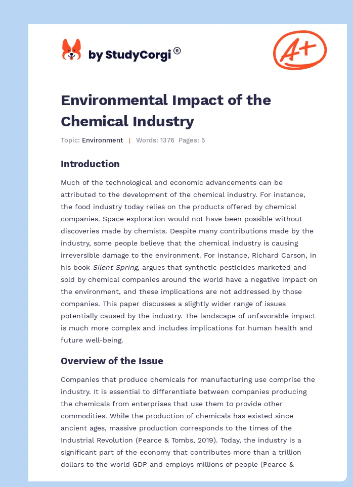 Environmental Impact of the Chemical Industry. Page 1