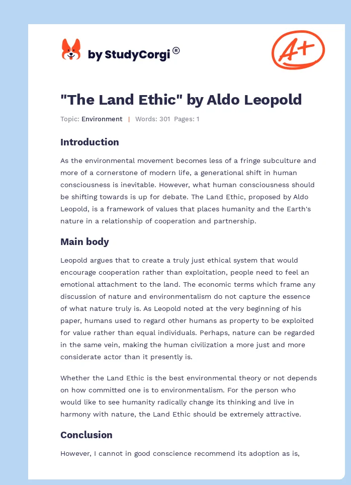 "The Land Ethic" by Aldo Leopold. Page 1