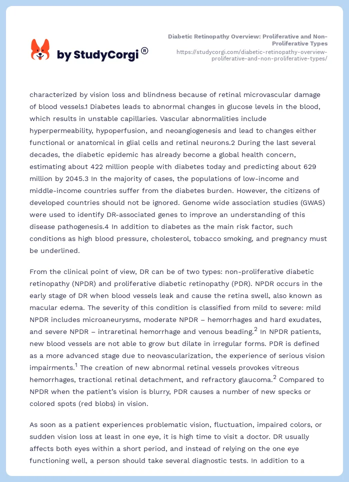 Diabetic Retinopathy Overview: Proliferative and Non-Proliferative Types. Page 2