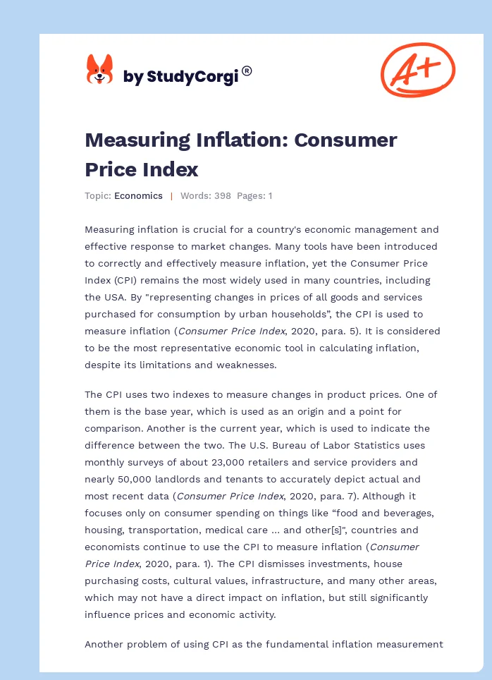 Measuring Inflation: Consumer Price Index. Page 1