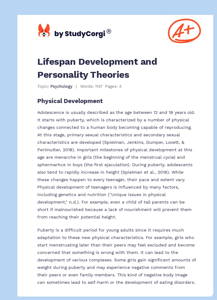 Lifespan Development and Personality Theories. Page 1