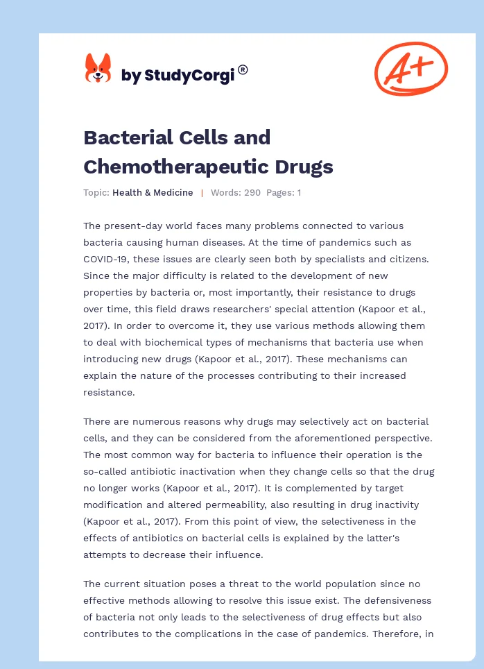 Bacterial Cells and Chemotherapeutic Drugs. Page 1