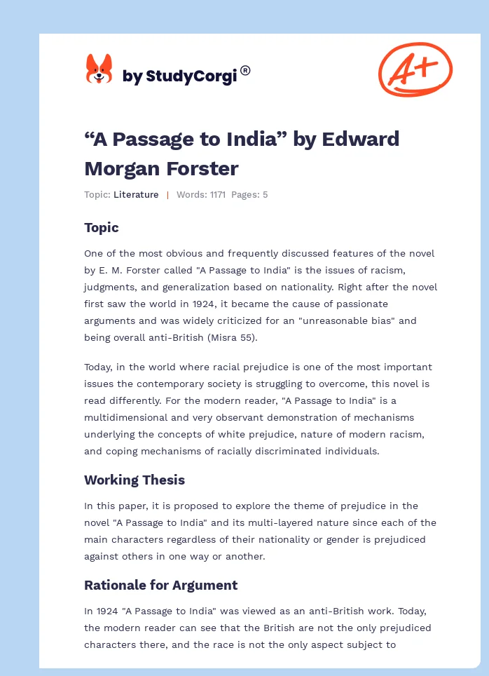 “A Passage to India” by Edward Morgan Forster. Page 1