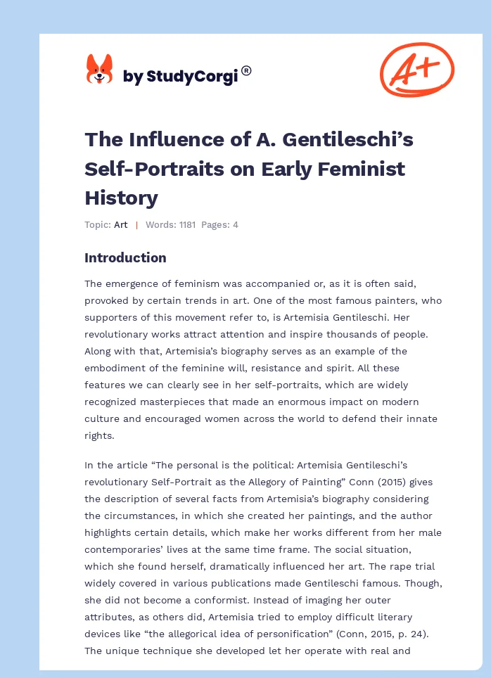 The Influence of A. Gentileschi’s Self-Portraits on Early Feminist History. Page 1