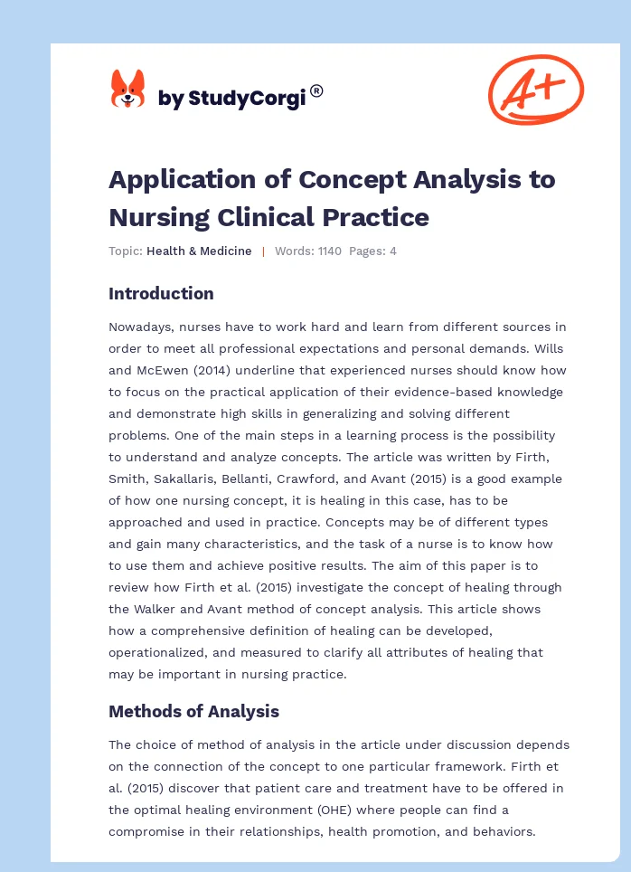 Application of Concept Analysis to Nursing Clinical Practice. Page 1