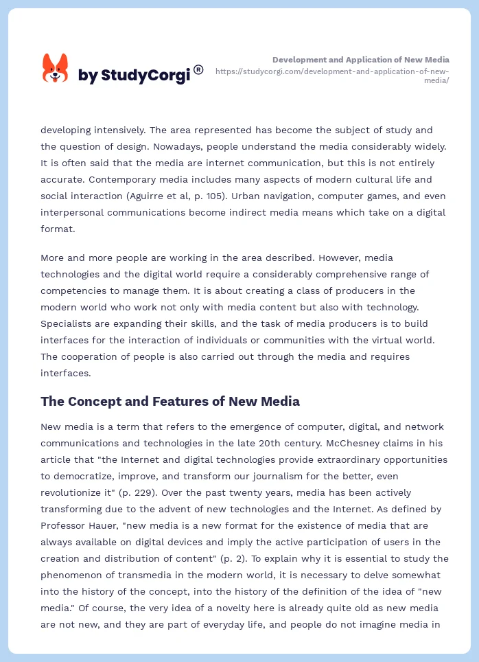 Development and Application of New Media. Page 2
