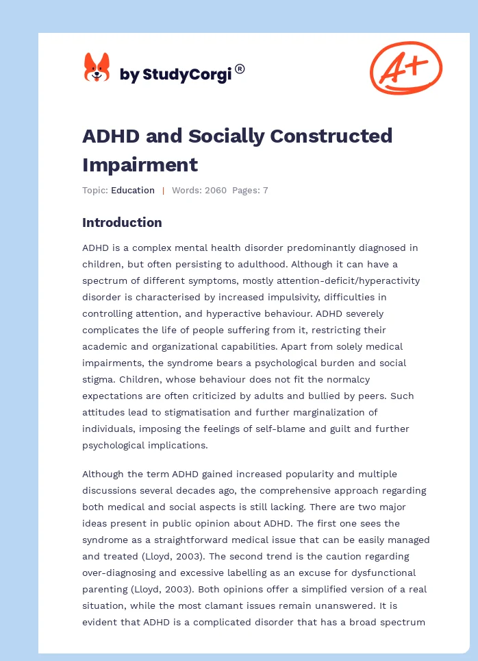 ADHD and Socially Constructed Impairment. Page 1