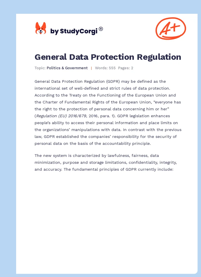 General Data Protection Regulation. Page 1