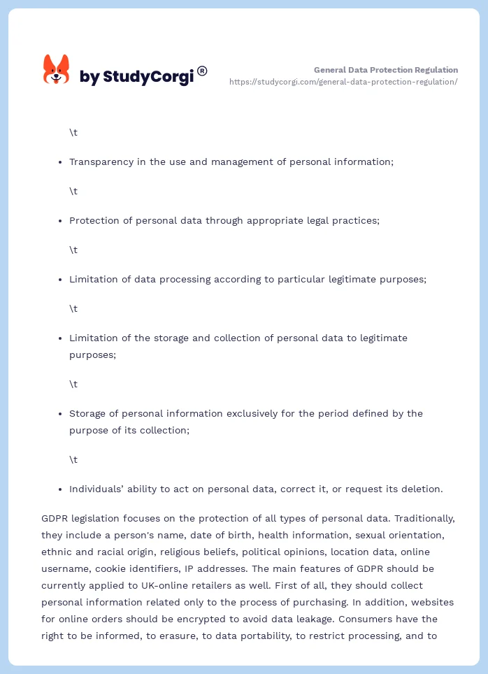 General Data Protection Regulation. Page 2