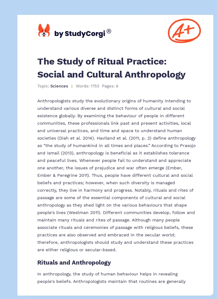 The Study of Ritual Practice: Social and Cultural Anthropology. Page 1