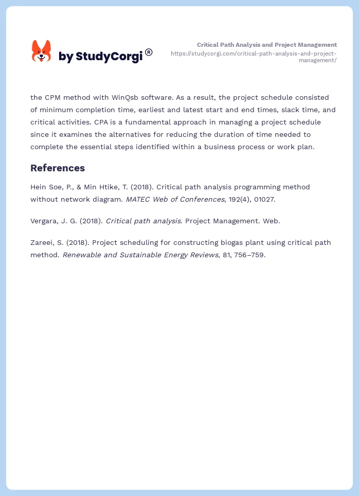 Critical Path Analysis and Project Management. Page 2