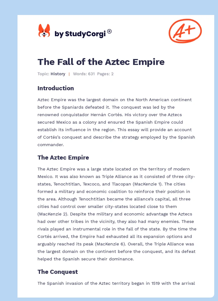 The Fall of the Aztec Empire. Page 1