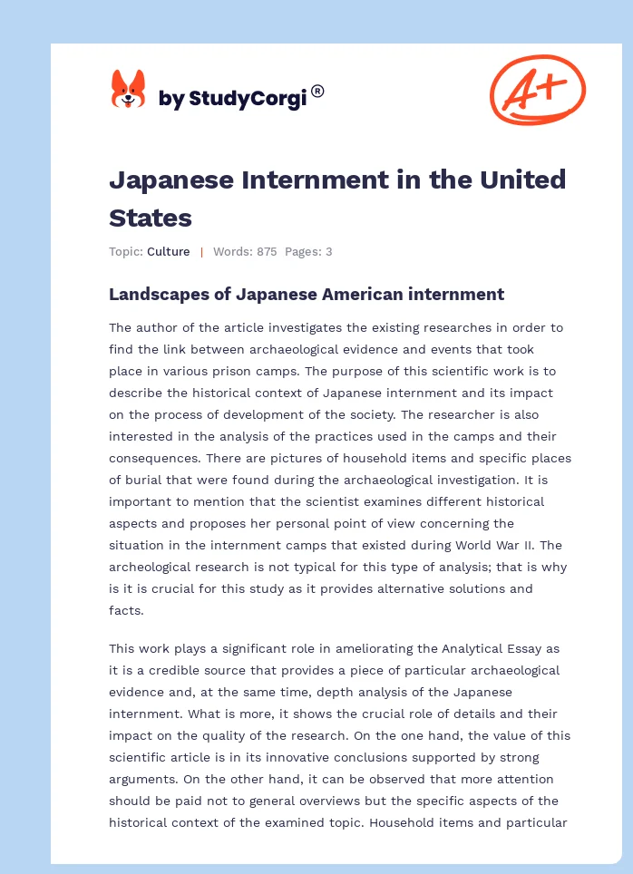 Japanese Internment in the United States. Page 1
