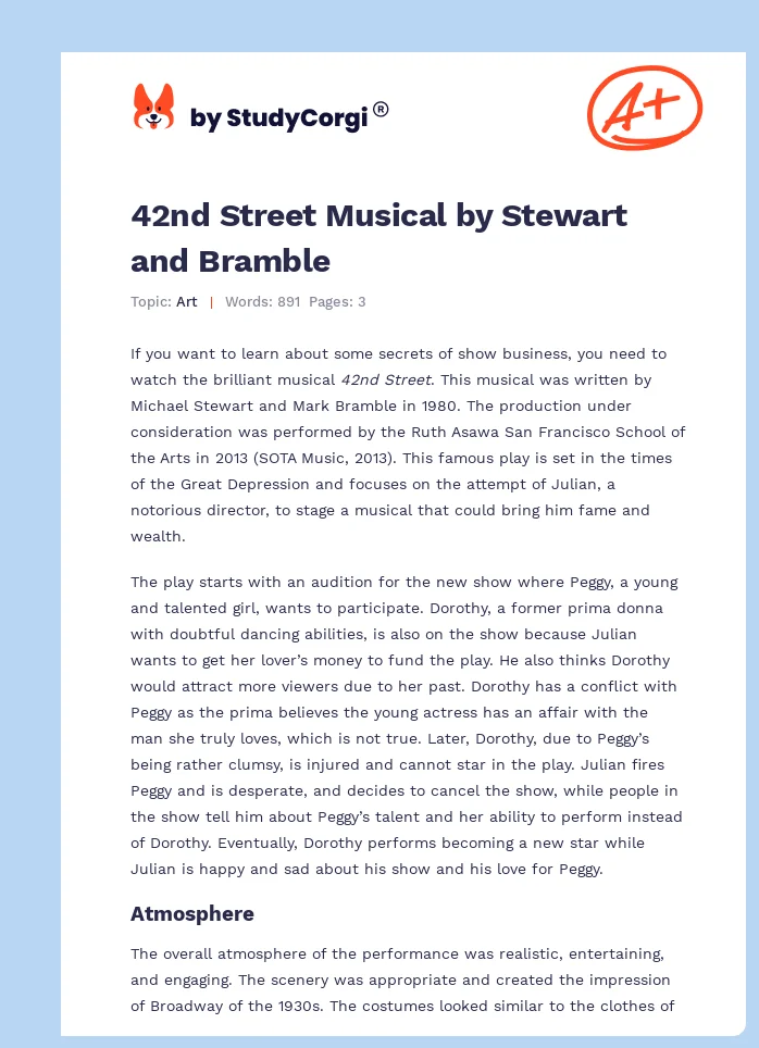 42nd Street Musical by Stewart and Bramble. Page 1