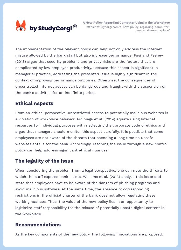 A New Policy Regarding Computer Using in the Workplace. Page 2