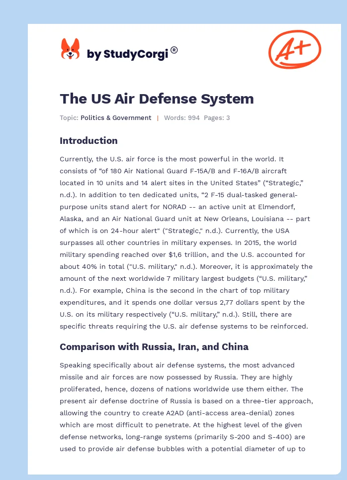 The US Air Defense System. Page 1