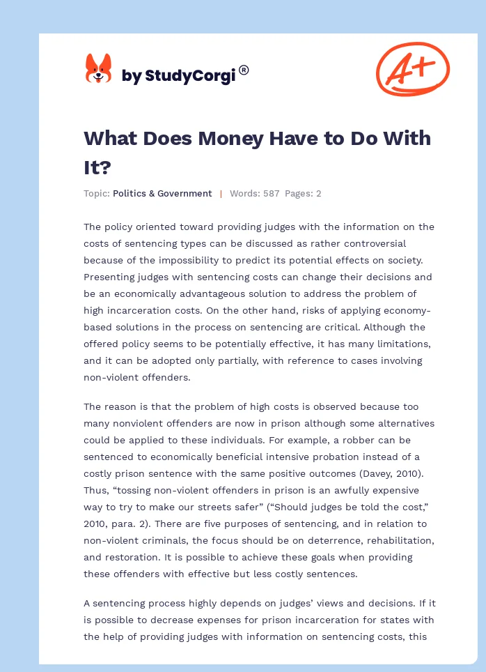 What Does Money Have to Do With It?. Page 1