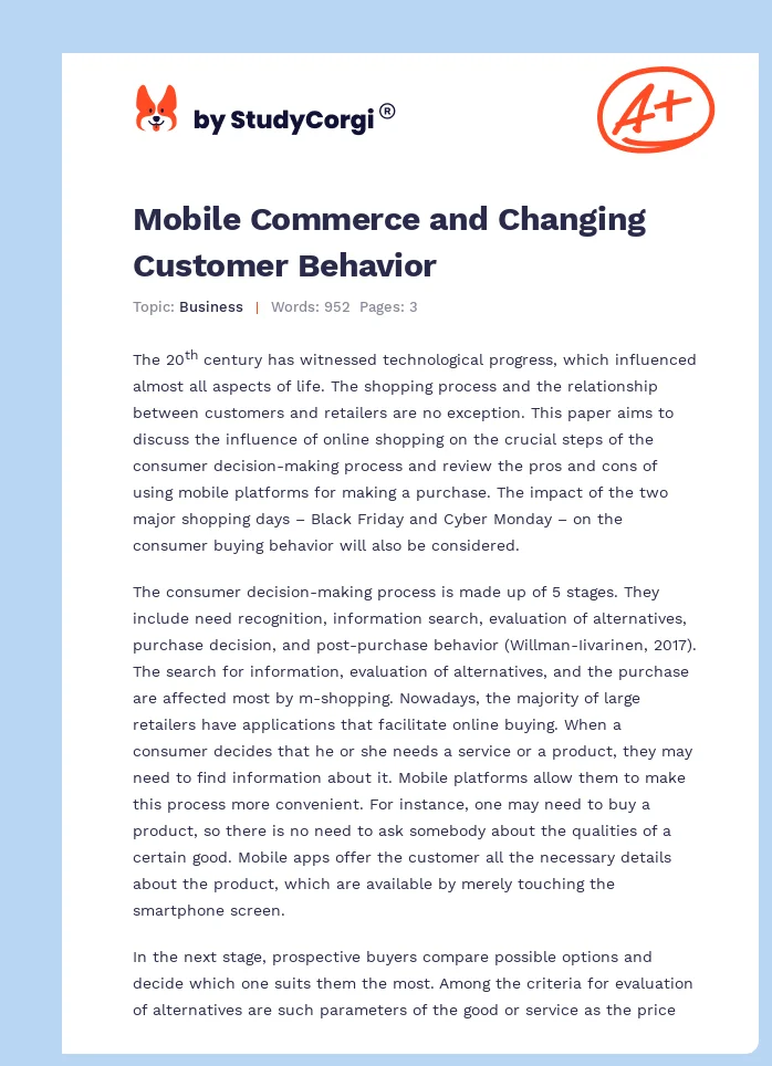 Mobile Commerce and Changing Customer Behavior. Page 1