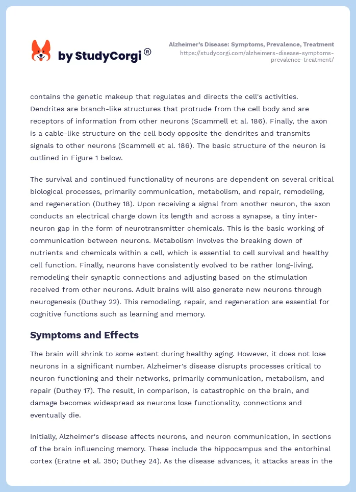 Alzheimer’s Disease: Symptoms, Prevalence, Treatment. Page 2