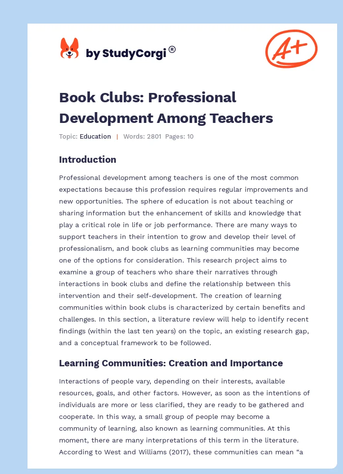 Book Clubs: Professional Development Among Teachers. Page 1