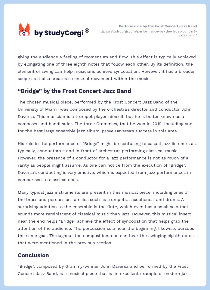 Performance by the Frost Concert Jazz Band. Page 2