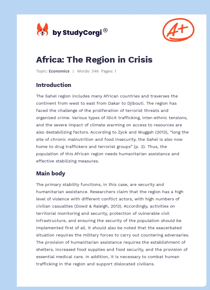 Africa: The Region in Crisis. Page 1