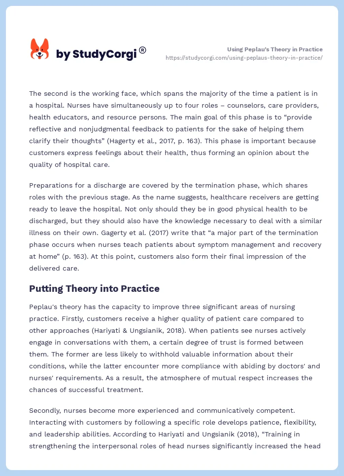 Using Peplau’s Theory in Practice. Page 2