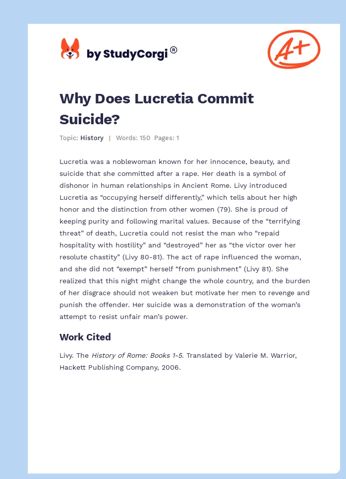 Why Does Lucretia Commit Suicide?. Page 1