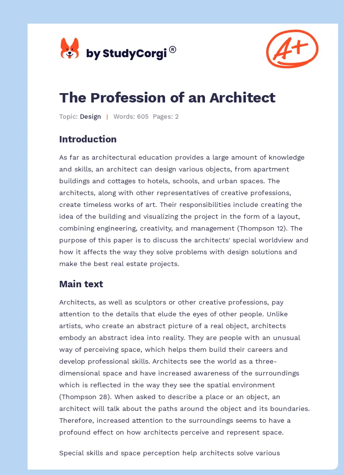 The Profession of an Architect. Page 1
