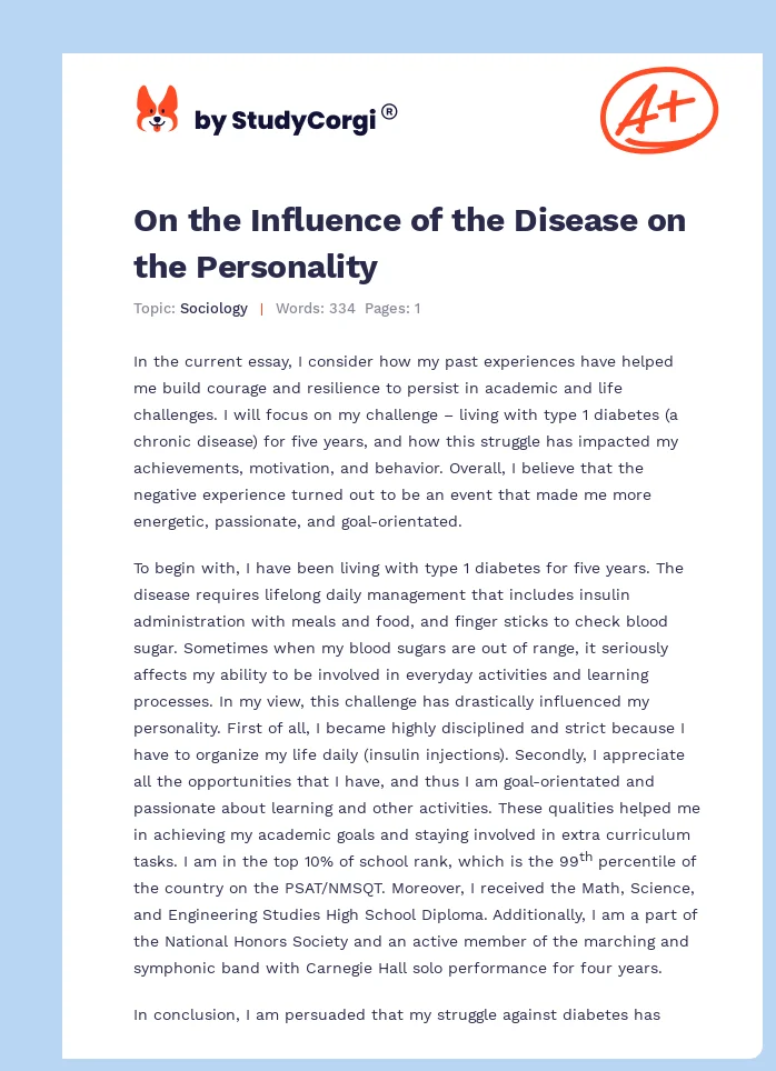 On the Influence of the Disease on the Personality. Page 1
