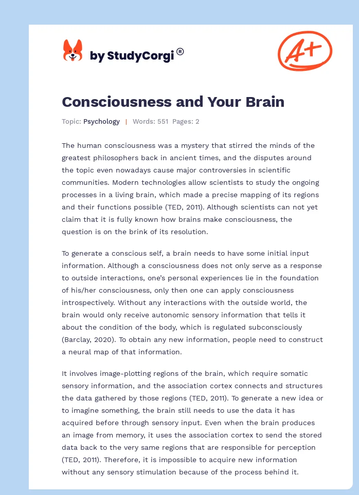 Consciousness and Your Brain. Page 1