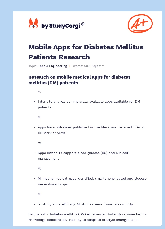 Mobile Apps for Diabetes Mellitus Patients Research. Page 1