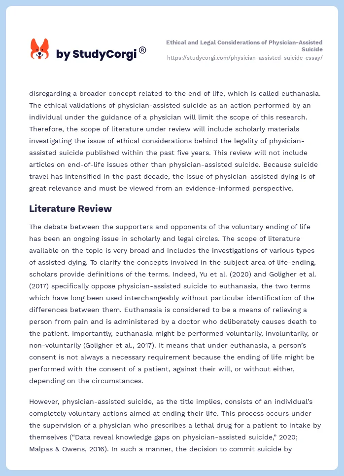 Ethical and Legal Considerations of Physician-Assisted Suicide. Page 2