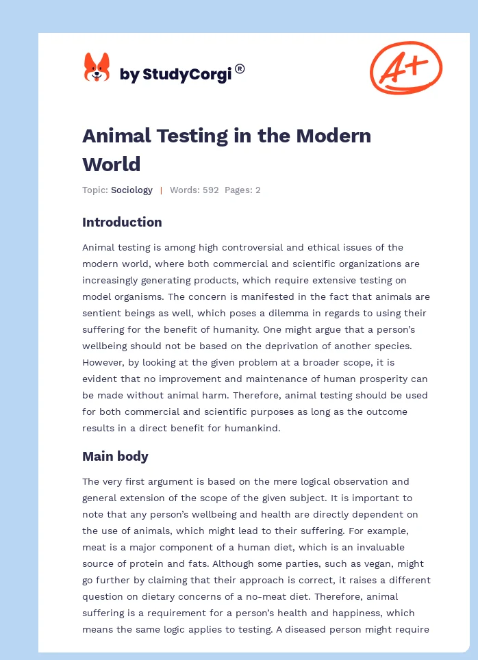 Animal Testing in the Modern World. Page 1