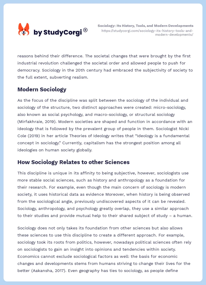 Sociology: Its History, Tools, and Modern Developments. Page 2