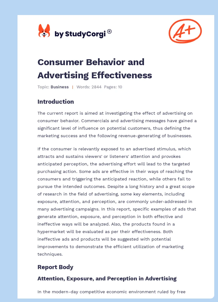 Consumer Behavior and Advertising Effectiveness. Page 1