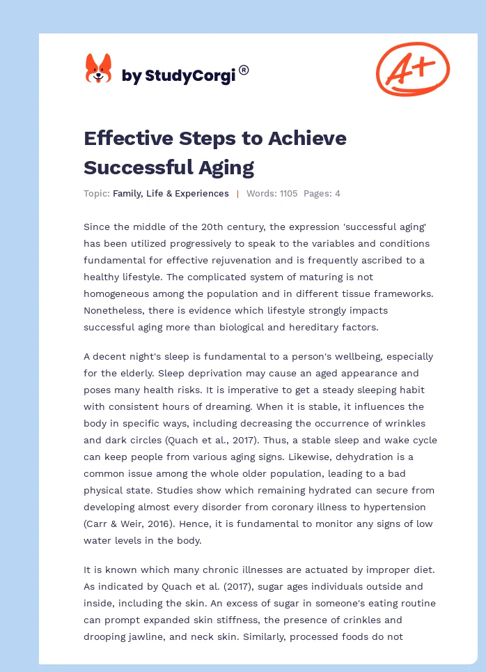 Effective Steps to Achieve Successful Aging. Page 1