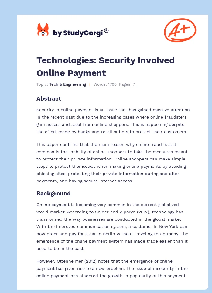 Technologies: Security Involved Online Payment. Page 1
