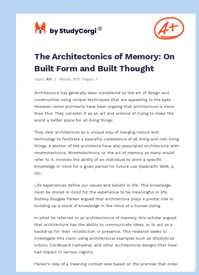 The Architectonics of Memory: On Built Form and Built Thought. Page 1