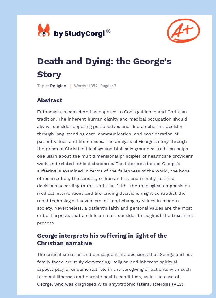 Death and Dying: the George's Story. Page 1
