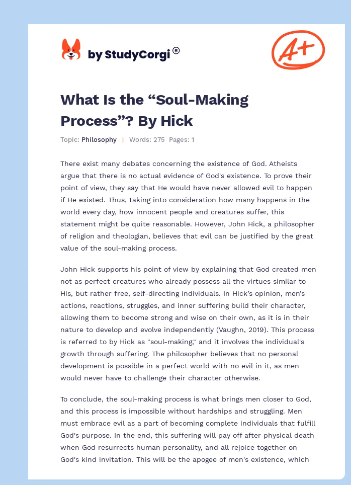What Is the “Soul-Making Process”? By Hick. Page 1