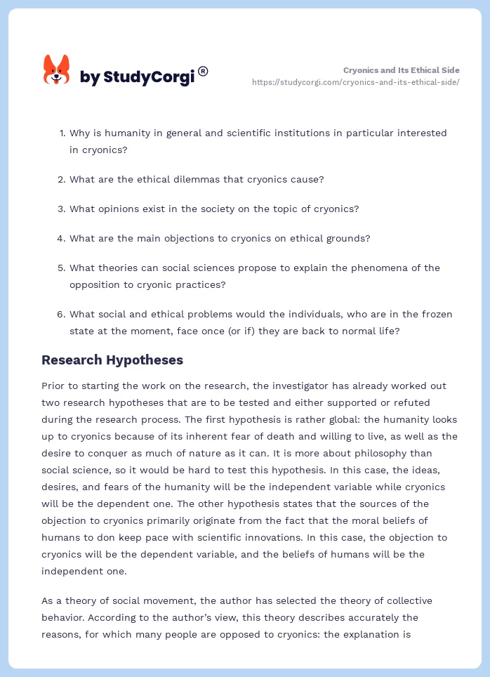 Cryonics and Its Ethical Side. Page 2