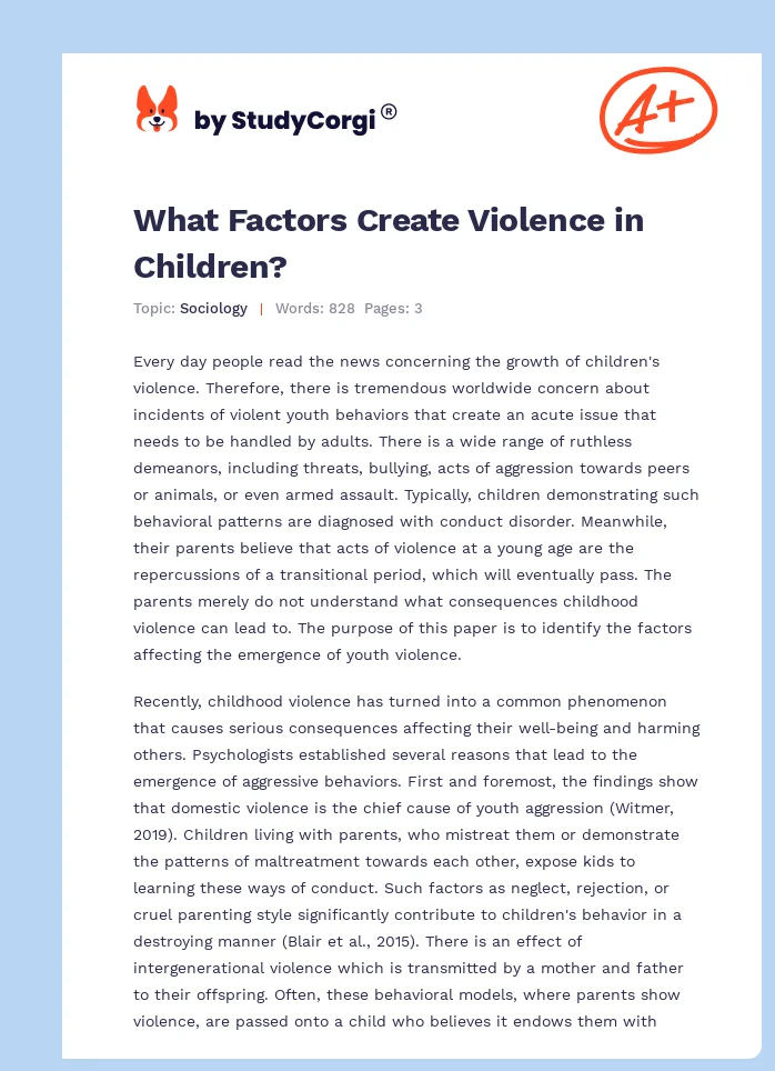 What Factors Create Violence in Children?. Page 1