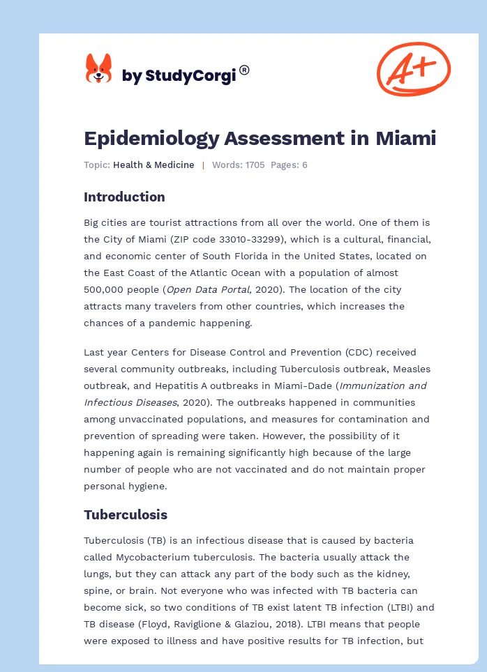 Epidemiology Assessment in Miami. Page 1