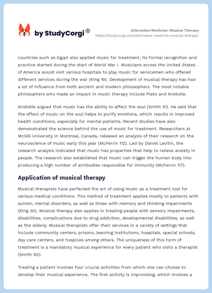 Alternative Medicine: Musical Therapy. Page 2
